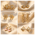 Shimmering 6-Pair Earring Collection – Elegant Gold-Tone Crystal Studs & Dainty Drop Earrings Set for your Girl