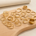 Gold-Tone Stacked Ring Collection – Versatile Multi-Style Rings with Butterfly & Geometric Accents