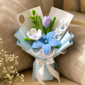 Handmade Pipe Cleaner Flower Bouquet – Elegant Sky Blue & Purple Floral Arrangement