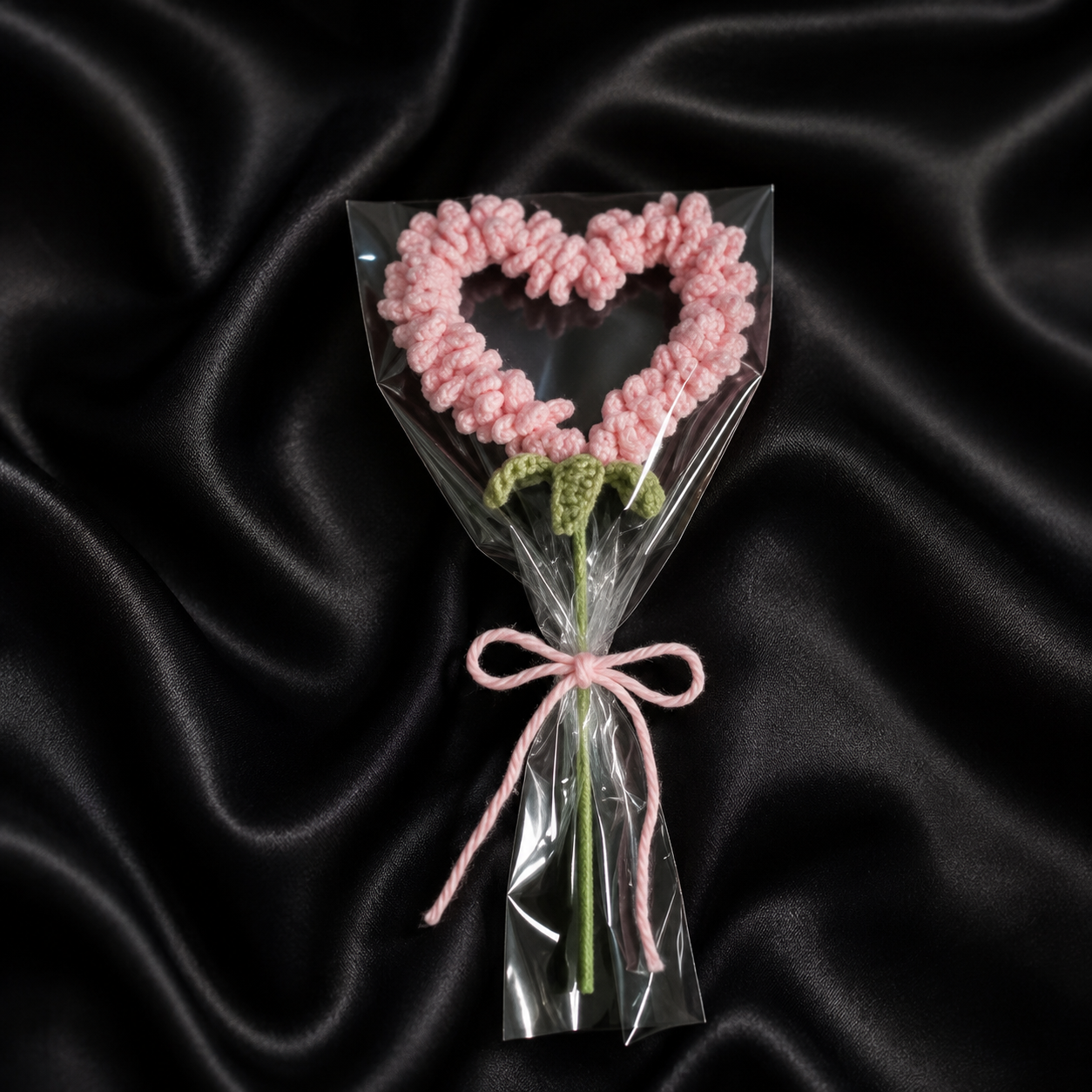 Handmade Pink Heart-Shaped Crochet Flower – Aesthetic Floral Gift for Special Occasions