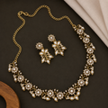 Exquisite Floral Antique Gold-Tone Necklace & Earring Set – Traditional Ethnic Jewelry for your Girl