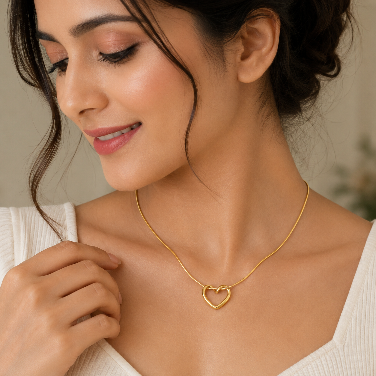 Minimalist Gold-Tone Heart Pendant Necklace – Premium Stainless Steel, Anti-Tarnish & Waterproof