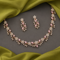 Floral Vine Necklace & Earring Set – Rose Gold-Tone with Blush Pink Crystal Accents