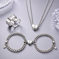 3-Piece Couple’s Magnetic Heart Set – Matching Rings, Necklace(Chain), and Bracelet for Partners