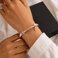 Elegant "Forever Love You" Rose Gold-Tone Kada Bracelet – Romantic Crystal-Accented Hinged Bangle