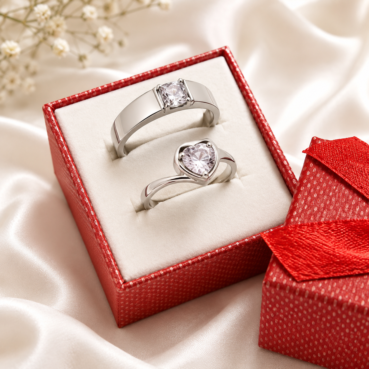 Adjustable Couple’s Ring Set – Romantic Heart-Inspired Matching Rings for Him & Her