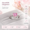 Romantic Heart-Shaped Pink Crystal Ring – Elegant Silver-Plated CZ Studded Promise Ring for Her