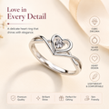 Elegant Heart-Crown Promise Ring – Minimalist Silver-Tone Crystal Ring for Her