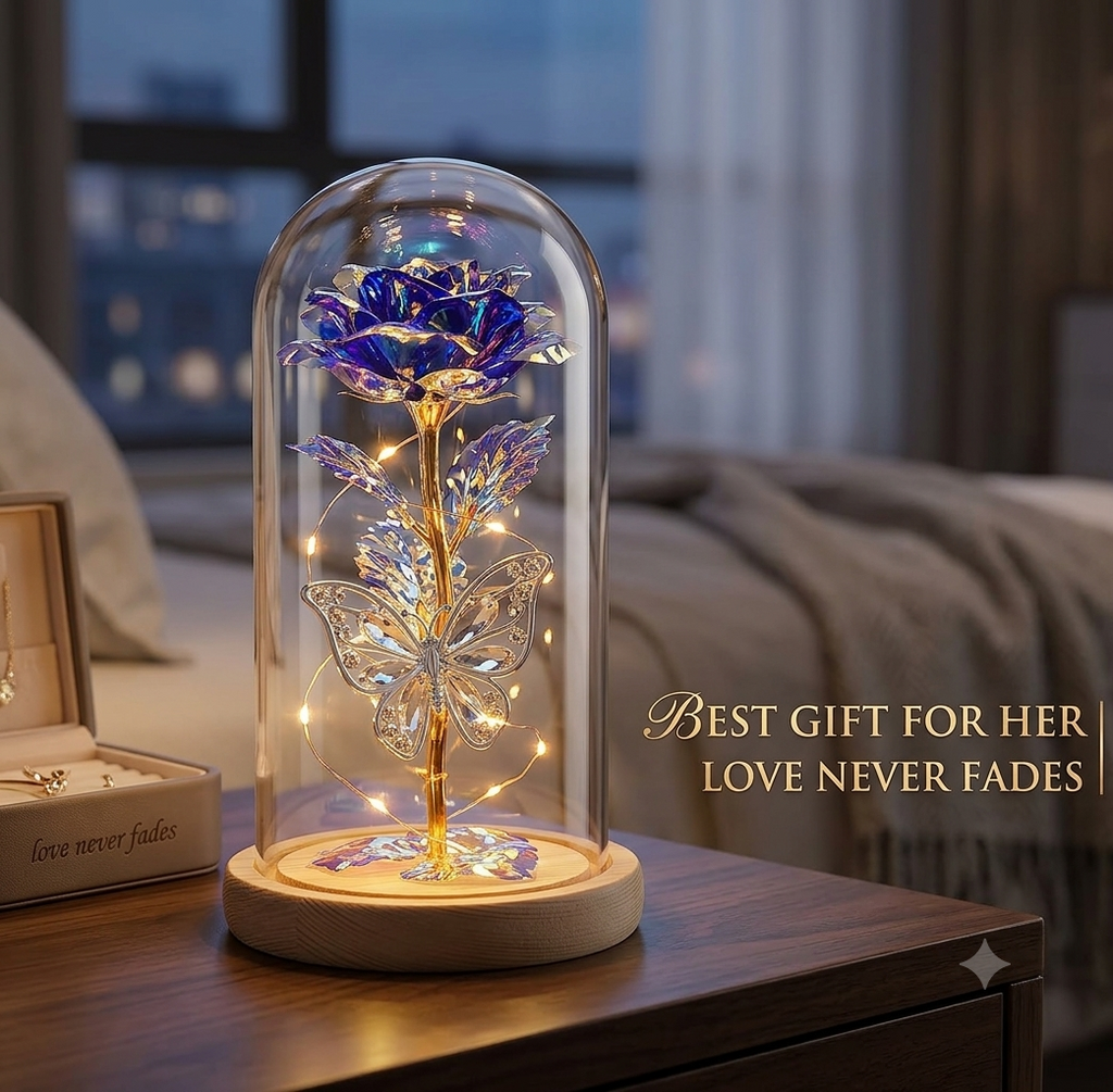 Enchanted Forever Rose in Glass Dome – LED Crystal Galaxy Rose with lights❤️