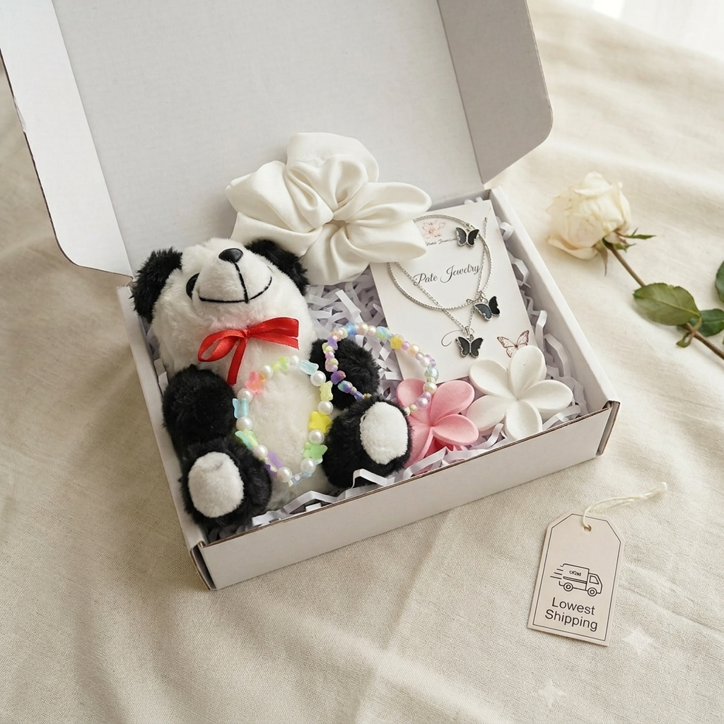 Aesthetic Panda Plush Gift Box – Premium Jewelry & Fashion Hamper for Girls❤️