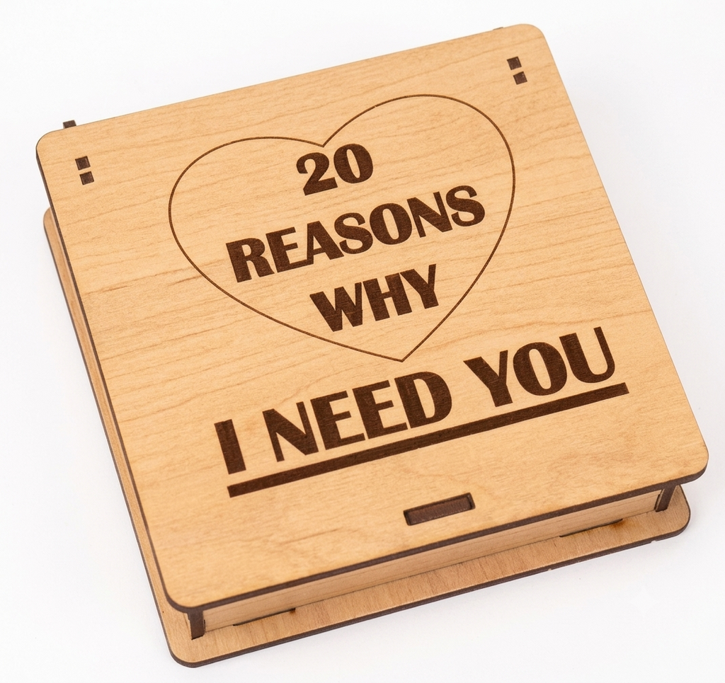 20 Reasons Why I Need and Love You – Wooden Love Note Keepsake Box