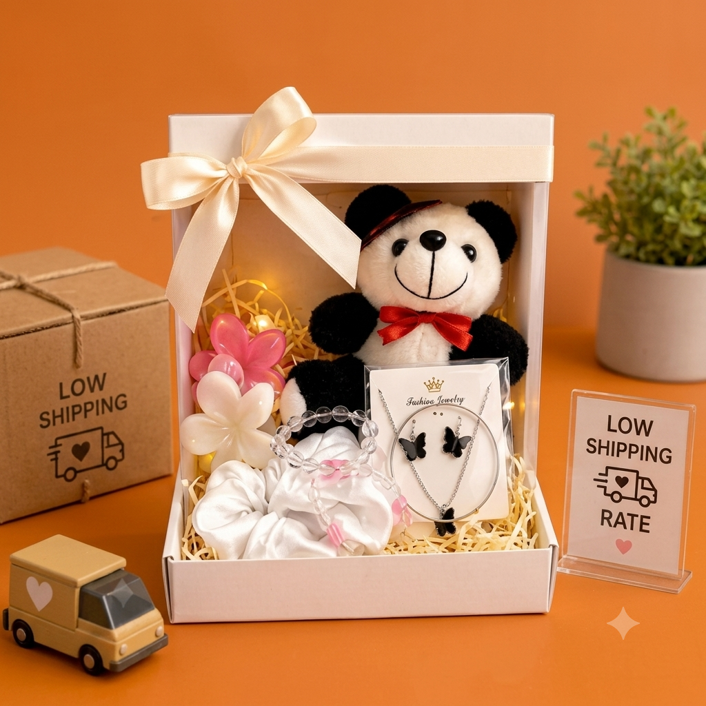 Premium Panda Plush & Butterfly Jewelry Gift Hamper – Aesthetic Birthday & Anniversary Combo Set for your Girl❤️