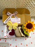 Handmade Crochet Sunflower & Heart Gift Box Combo | The Ultimate Gift for GF