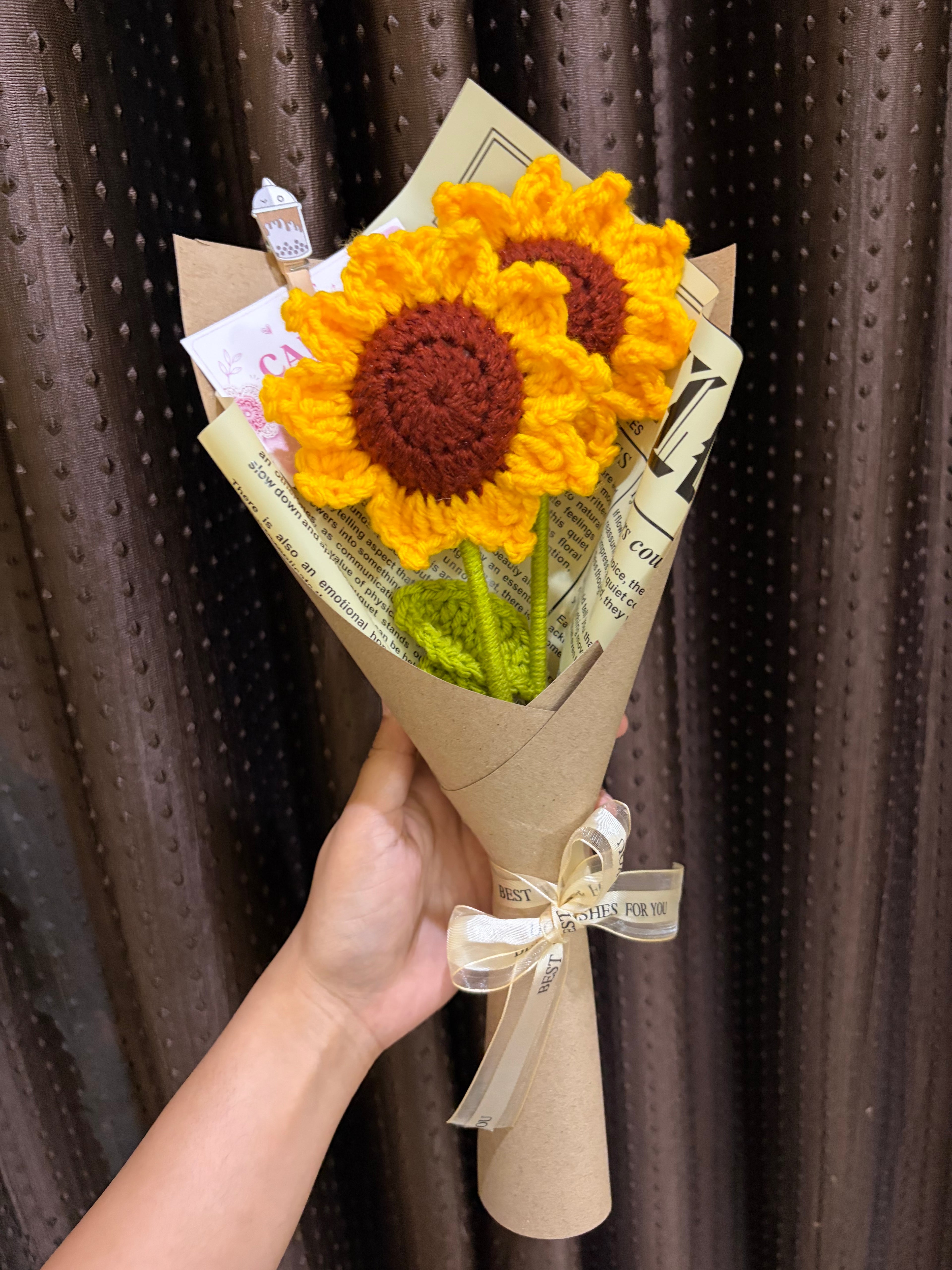 Handmade Crochet Sunflower Bouquet | The Ultimate Everlasting Gift for GF