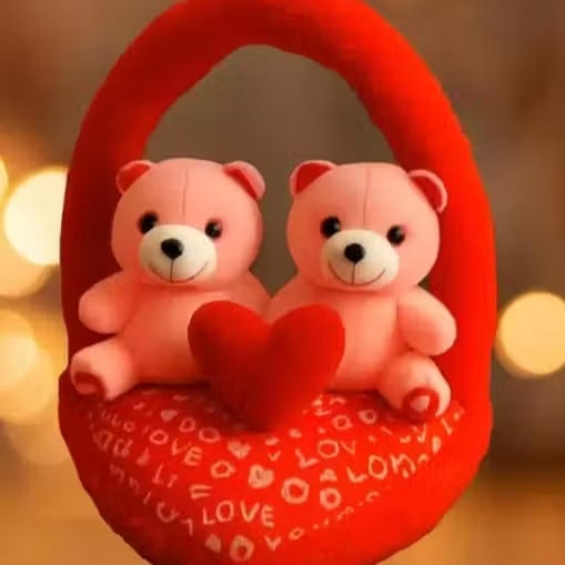 Cuddly Couple Twin Teddy Bear Romantic Gift Basket