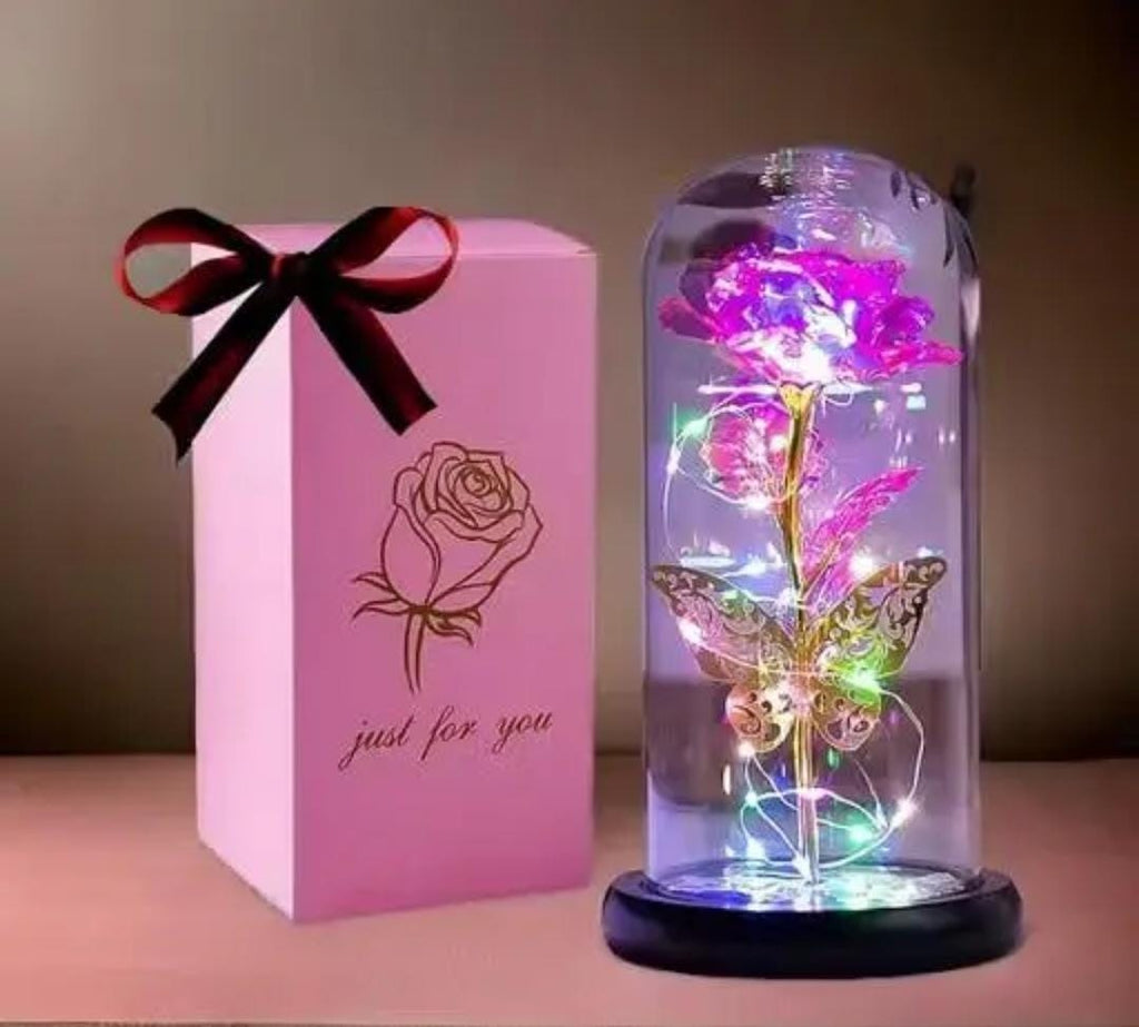 Enchanted Forever Rose in Glass Dome – LED Crystal Galaxy Rose with lights❤️