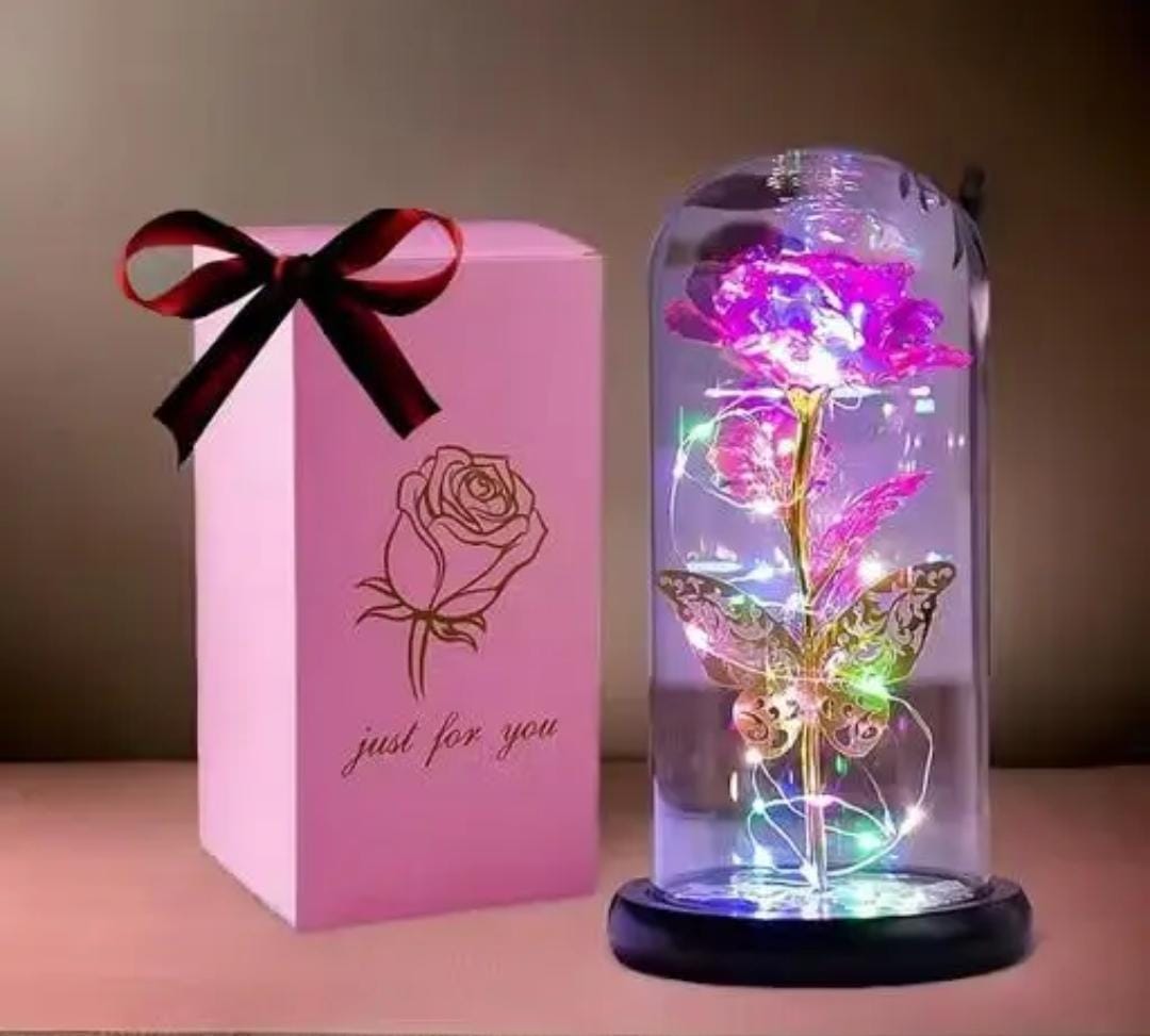 Enchanted Forever Rose in Glass Dome – LED Crystal Galaxy Rose with lights❤️